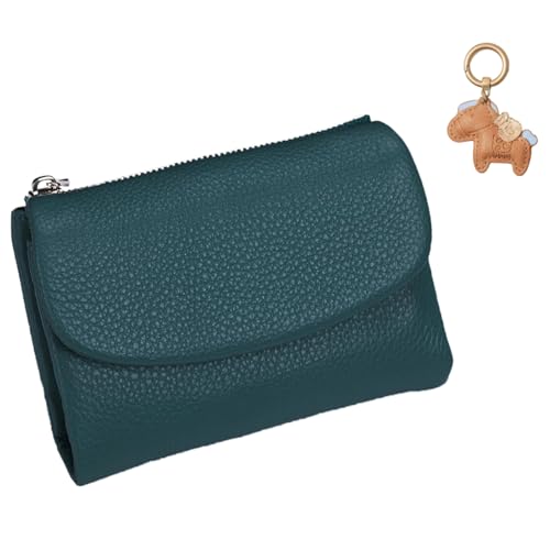 Unisex-Geldbörse aus Kieselleder – Kleiner Kartenhalter aus echtem Leder mit Münzreißverschluss, kompakte,zweifach gefaltete Clutch für Münzen und Ausweise von Generisch