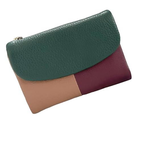 Unisex-Geldbörse aus echtem Leder, kleine, weiche und schlanke Geldbörsen für Damen, Münzbörse mit Kreditkartenfächern (Color Matching) von Generisch