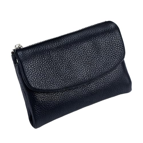 Unisex-Geldbörse aus genarbtem Leder, 13 cm, kurzer Münzkartenhalter, Unisex-Clutch, für Münzen, Ausweise, Bifold Pocket Geldbörse für Damen und Herren, Schwarz , Freizeit von Generisch