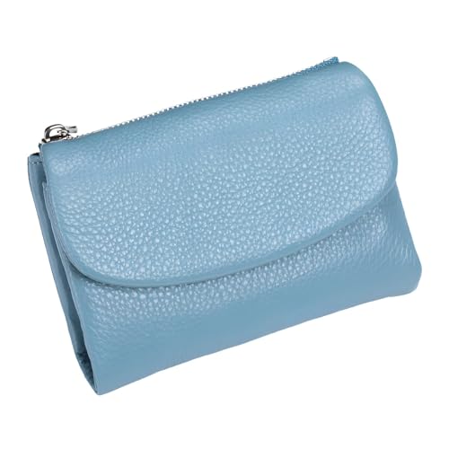 Unisex-Geldbörse aus genarbtem Leder, 13 cm, kurzer Münzkartenhalter aus echtem Leder, Unisex-Clutch, für Münzen, Ausweise, Bifold Pocket Geldbörse für Männer und Frauen, blau, Freizeit von Generisch
