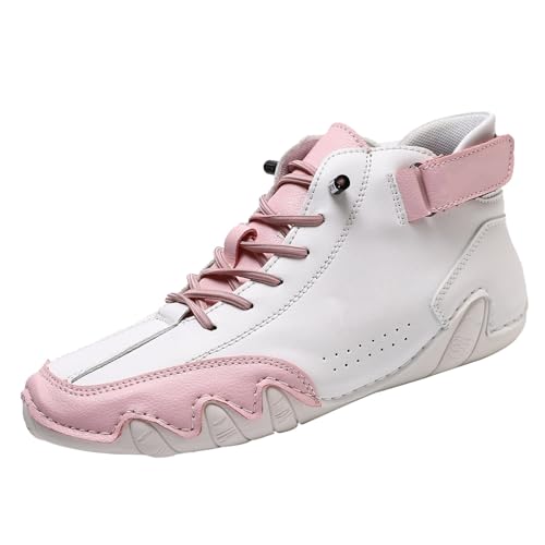 Unisex Handgefertigte weiche Leder Hohe Stiefel Outdoor All-Terrain Minimalistische Freizeitschuhe Atmungsaktiv Rutschfest Wanderschuh Leicht Bequem Wandern Fahren Stiefel Wasserdicht Freizeit von Generisch