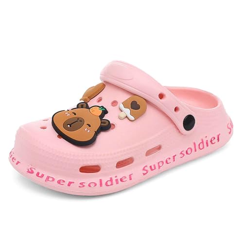 Unisex Kinder Eva Clogs - Wasserschuhe Leichte Gummischuhe Strand Sandalen Mit Anhängern Pantoletten Weiche Gartenschlappen rutschfeste Hausschuhe Atmungsaktive Gartenschuhe Gartenclogs von Generisch