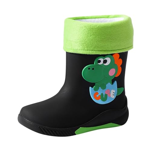 Unisex Kinder Gummistiefel Gefüttert Wasserdichte Regenstiefel Atmungsaktiv Regenschuhe Thermo Gartenschuhe Warm Gefütterte Kurz Gummistiefel Für Jungen Mädchen (Green, 23) von Generisch