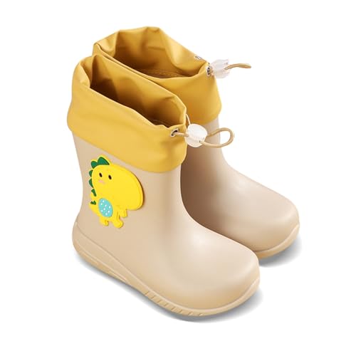 Unisex Kinder Gummistiefel Mit Verschnürbarer Nylonstulpe Wasserdichte Regenschuhe Rutschfester Federleichte Atmungsaktiv Regenstiefel Gummistiefeletten Halbhoher Gummistiefel Für Jungen (Khaki, 18) von Generisch