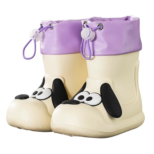 Unisex Kinder Gummistiefel Mit Verschnürbarer Nylonstulpe Wasserdichte Regenstiefel Rutschfester Federleichte Atmungsaktiv Regenschuhe Gartenschuhe Hohe Gummistiefel Für Jungen (White, 5-6Years) von Generisch