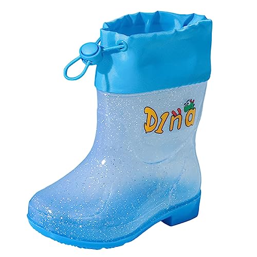 Unisex Kinder Gummistiefel Mit Verschnürbarer Nylonstulpe wasserdichte Regenschuhe Rutschfester Federleichte Atmungsaktiv Regenstiefel Gartenschuhe Halbhoher Gummistiefel (Sky Blue, 28 Little Child) von Generisch