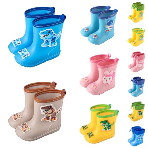 Unisex Kinder Gummistiefel Wasserdicht Rutschfeste Cartoon Kinderstiefel Halbhohe Leicht Regenstiefel Jungen Mädchen Gefüttert Outdoor Bequeme Regenschuhe A04- Gelb 33.5 von Generisch