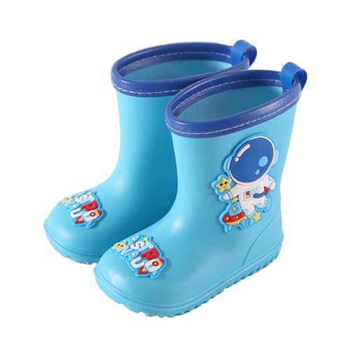 Unisex Kinder Gummistiefel Wasserdichte Regenschuhe Mit Rutschfester Sohle Federleichte Atmungsaktiv Ungefütterter Regenstiefel Gartenschuhe Halbhoher Gummistiefel Für Jungen (Blue, 24 Toddler) von Generisch
