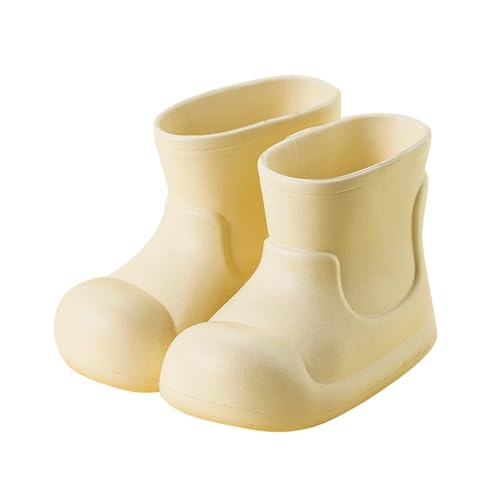 Unisex Kinder Gummistiefel rutschfest Regenschuhe Mit Rutschfester Sohle Federleichte Atmungsaktiv Ungefütterter Regenstiefel Schlupfstiefel Bequeme Kurz Gummistiefel Für Jungen Mädchen (White, 8-10) von Generisch