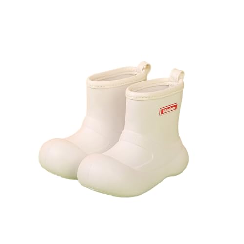 Unisex Kinder Gummistiefel wasserdichte Regenschuhe Mit Rutschfester Sohle Federleichte Atmungsaktiv Ungefütterter Regenstiefel Komfortabel Kurz Gummistiefel Für Jungen Mädchen (White, 33 Big Kids) von Generisch
