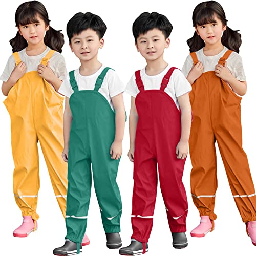 Unisex Kinder Matschhose Regenlatzhose Ungefüttert Wind-und wasserdichte Regenhose Regenbekleidung Wathose regenhosen für Jungen wasserdicht matschanzug Regenjacke für Mädchen Jungen von Generisch