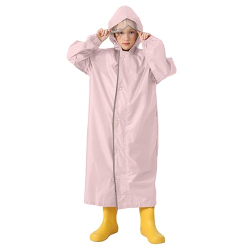 Unisex Kinder Regenponcho Lang Leichter Regenjacke Wasserdicht Regenmantel Jungen Mädchen Wiederverwendbar Regencape mit Kapuze & Rucksackabdeckung Regenbekleidung für Schule Fahrrad Wandern Camping von Generisch