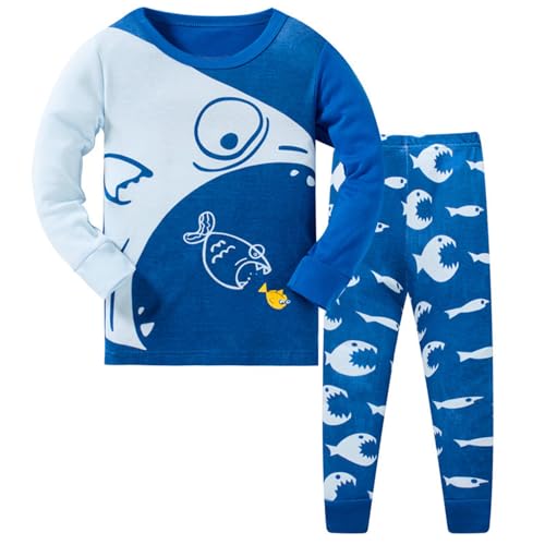 Unisex Kinder Zweiteilig Schlafanzug Frottee Dino Kinder Hemd Jungen Jungen Pyjamas Tier Baumwolle 2 Stück Pyjama Langarm Nachtwäsche Kleidung Set Outfits Kleidung Weste von Generisch