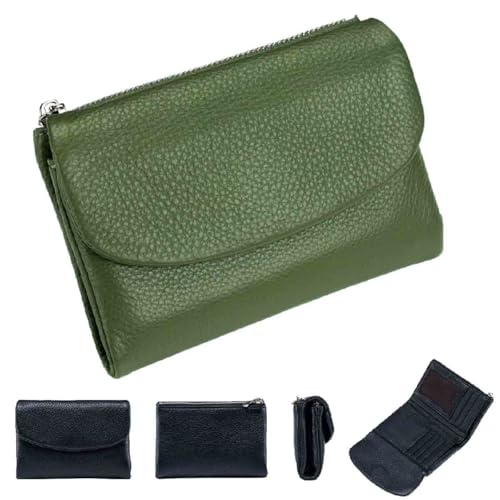 Unisex Leather Wallet,5.3 In Short Genuine Leather Coin Purse with Credit Card Holder,Clutch Bags,Small Wallets for Women,Coin Holder & Cash Slots,RFID Protected (Green) von Generisch