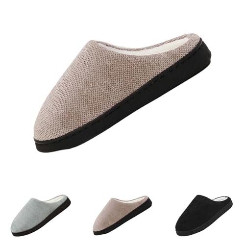 Unisex Memory Foam Hausschuhe Flache Hüttenschuhe Damen Rutschfester Pantoffeln Herren Herbst Winter Gästehausschuhe für Haushaltsgäste Plüsch Warme Hausschuhe Retro-Mode Filz Hausschlappen von Generisch