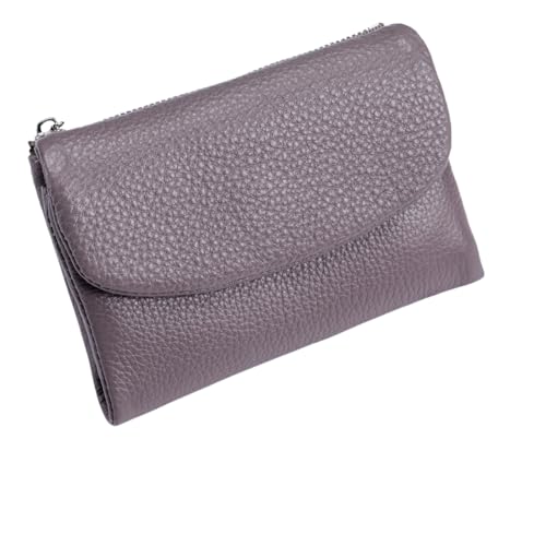 Unisex Pebble Leather Wallet, 5.3In Short Genuine Leather Coin Card Holder, Short Genuine Leathers Purse for Coins and Cards (Taro Purple) von Generisch