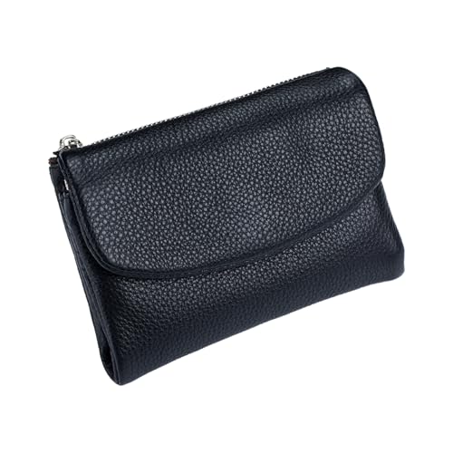 Unisex Pebble Leather Wallet, Genuine Leather Coin Purse with Credit Card Holder, Coin Holder & Cash Slots, Genuine Leather Wallet, Unisex (Black) von Generisch