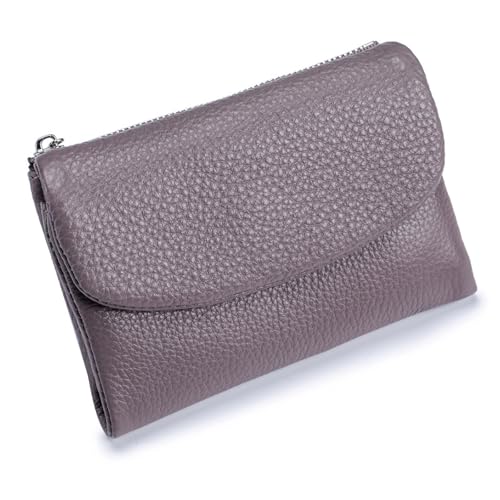 Unisex Pebble Leather Wallet, Short Genuine Leather Purse for Coins and Cards, Soft Leathers Wallets for Women (Taro Purple) von Generisch