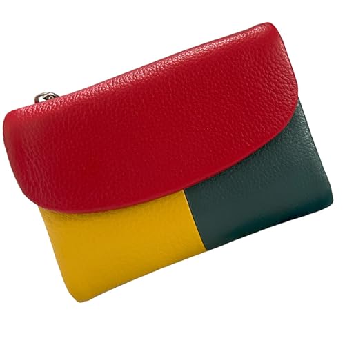 Unisex Pebble Leather Wallet - Neues Modell Zweifarbiges Design, Echte Vollnarbige Münzbörse mit Reißverschluss Münzfach, Mehrere Kartenfächer & Bargeldfach für Männer & Frauen, D, Einheitsgröße von Generisch