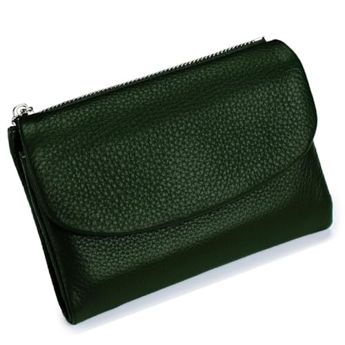 Unisex Pebble Leather Wallet Small Wallets for Women Soft Genuine Leather Coin Purse Clutch Bags with Credit Card Holder, Coin Holder & Cash Slots, Grün 1, Einheitsgröße Unisex Pebble Leather Wallet Small Wallets for Women Soft Genuine Leather Coin Purse Clutch Bags with Credit Card Holder, Coin Holder & Cash Slots, Grün 1, Einheitsgröße von Generisch