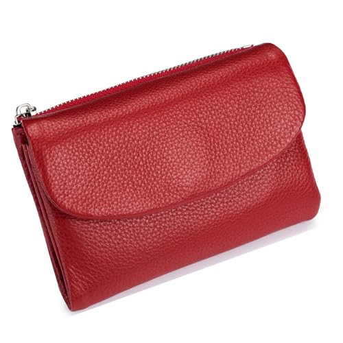 Unisex Pebble Leather Wallet Small Wallets for Women Soft Genuine Leather Coin Purse Clutch Bags with Credit Card Holder Coin Holder & Cash Slots, rot (2), 3.9" x 1.6" x 2.9", Klassisch von Generisch