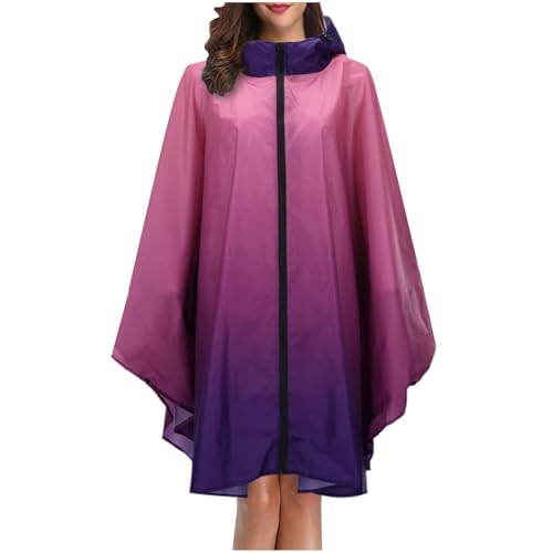 Unisex Regen Poncho Jacke Mantel Für Erwachsene mit Kapuze Wasserdicht mit Reißverschluss Im Freien Ultraleicht Mehrweg Regencap Gradientenfarbe Einheitsgröße Schwarz Raincoat Xxxl Gelb von Generisch