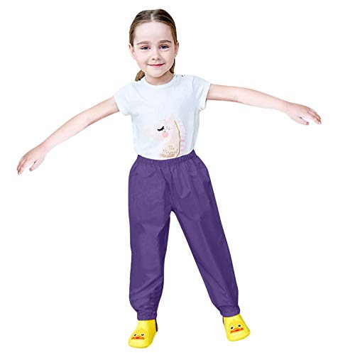 Unisex Regenhose Kinder Matschhose mit Reflektorstreifen Mädchen Jungen Ohne Träger Wasserdicht Winddicht Regenhose Casual Einfarbig Atmungsaktiv Rain Pants von Generisch