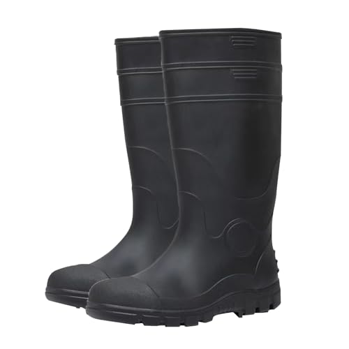 Unisex Robuste Gummistiefel，Mit Dicker Sohle Arbeitsstiefel，Sohle Durchtrittssicher & Rutschhemmend，Wasserdicht Extra Weit Regenstiefel，Hohe Rutschfest Sicherheitsstiefel，Outdoor Regenschuhe von Generisch