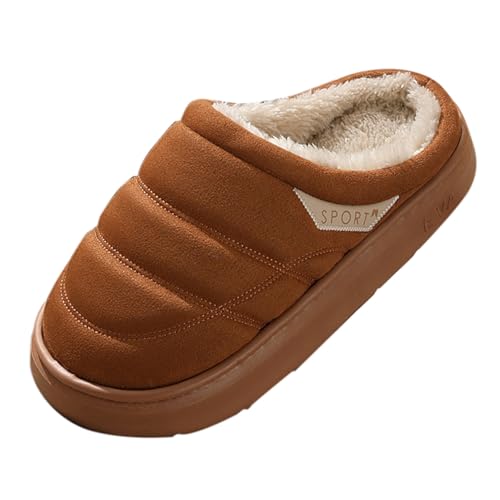 Unisex Soft Shell Thick Sole Slippers, Unisex Fleece Lining Slippers, Slip-Resistant Quiet Home Shoes Warm Designed Sliders Fashionably Versatile Indoor Shoes Casual Homewear Sliders, braun, 39 1/3 EU von Generisch
