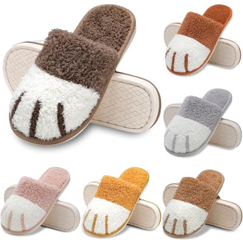 Unisex Winter Damen Herren WäRm Bequem PlüSch Pantoffeln Baumwolle Hausschuhe Haus Rutschfeste Niedlich Karikatur Slippers Flache Baumwollschuhe FüR MäDchen GäSte Indoor Outdoor von Generisch