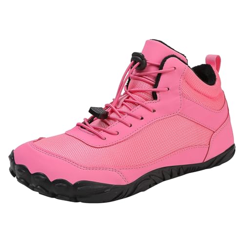 Unisex wasserdichte Wanderstiefel mit Pelz gefüttert Walking-Sneaker Winter Schnürschuhe Trekkingschuhe mit rutschfester Sohle Leichte Outdoor-Sneaker Weiches Innenfutter Gepolstertes Griff-Design von Generisch