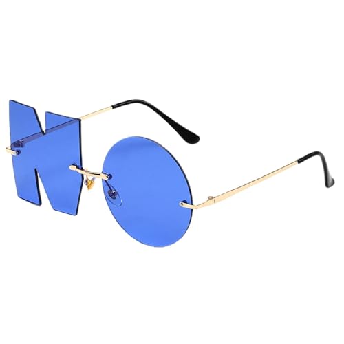 Unregelmäßige Randlose Sonnenbrille, Unregelmäßige Lustige Sonnenbrille, Buchstabe „Keine Neuheit“-Brille, " NO " Sonnenbrille, 2024 Sommerbrief Keine Bequeme Sichtbrille Anti-UV von Generisch