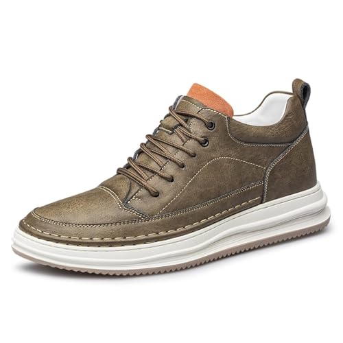 Unsichtbare höhenverstärkende Schuhe für Herren 6 cm Leder, zum Schnüren modische mittelhohe Schuhe höhenverstärkende Kleider rutschfeste Wanderschuhe für Business, Hochzeit, Büro von Generisch