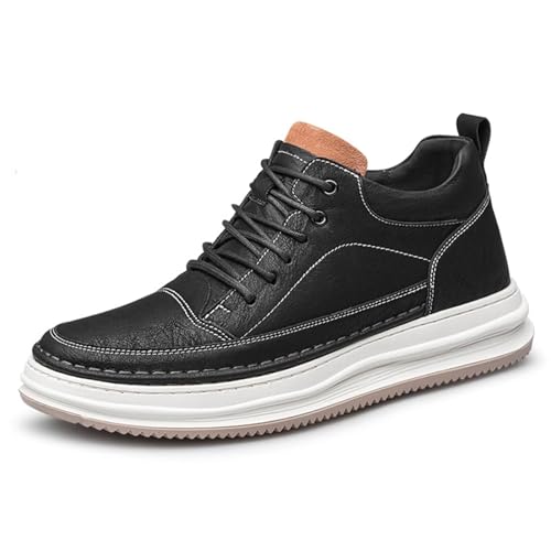 Unsichtbare höhenverstärkende Schuhe für Herren 6 cm Leder, zum Schnüren modische mittelhohe Schuhe höhenverstärkende Kleider rutschfeste Wanderschuhe für Business, Hochzeit, Büro von Generisch
