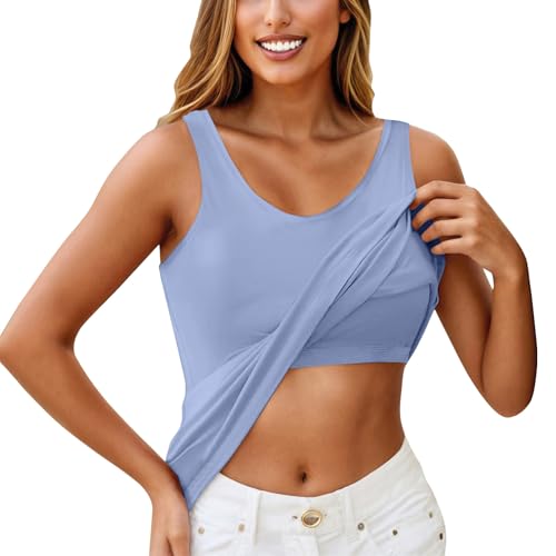 Unterhemden Damen Gym Oberteil Damen BH-Hemdchen ohne Bügel Blusentops Tanktop Baumwolle Sporttop Fitness von Generisch