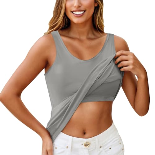 Generisch BH Hemd mit Cups Tank Top Damen Tanktop mit Integriertem BH Shape Unterhemd Damen Double Lined Top von Generisch