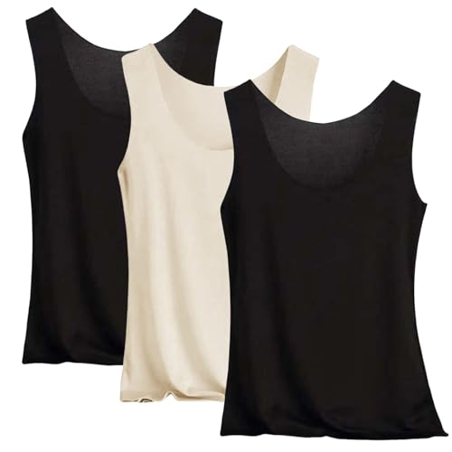 Unterhemden Damen Tanktop 3 Stück Tank Top Unterhemd Crop Top Stretch ärmelloses Eisseide Tank Top Basic Spaghettiträger Camisole Top für Frauen und Mädchen T-Shirt Oberteil M-4XL Unterhemden Damen Tanktop 3 Stück Tank Top Unterhemd Crop Top Stretch ärmelloses Eisseide Tank Top Basic Spaghettiträger Camisole Top für Frauen und Mädchen T-Shirt Oberteil M-4XL von Generisch