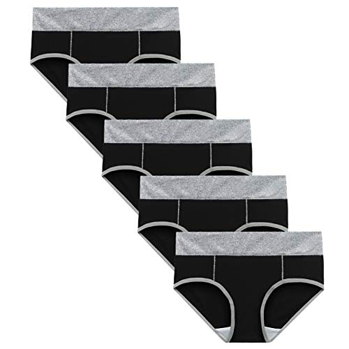Unterhosen Damen Baumwolle Stretch Hohe Taille Slips Atmungsaktiv Panties Weich Frauen Unterwäsche Spurlos Einfarbig Große Größen Sport Unterhose 5er Pack L-5XL von Generisch