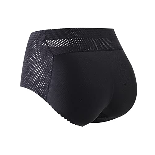Unterhosen Damen Baumwolle Unterwäsche Slip körperformende Gesäßhose Compatible with Motorrad Unterwäsche Herren Gepolstert (Black, L) von Generisch