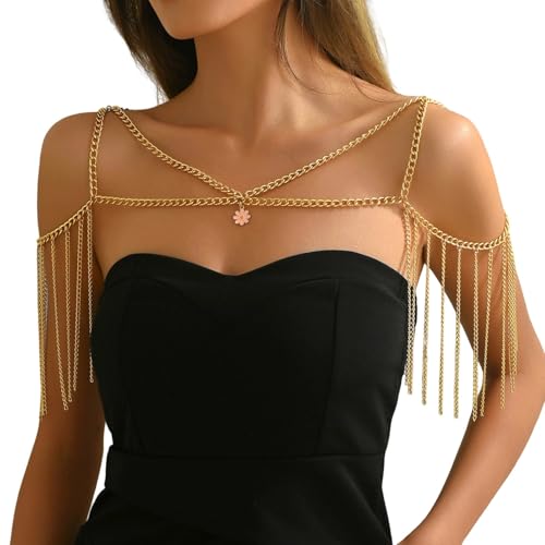 Unterwäsche Frauen Set Gold Körperketten für Frauen Layered Bauch Taille Kette Bikini BH Kette Sommer Strand Strass Körperschmuck Bodys Für Damen (Gold, One Size) von Generisch