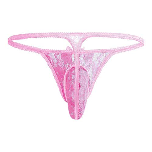 Unterwäsche Spitze Herren T-Back Stilvolle Herrenshorts Muster Männer G-String Dessous Weinrot (L) von Generisch