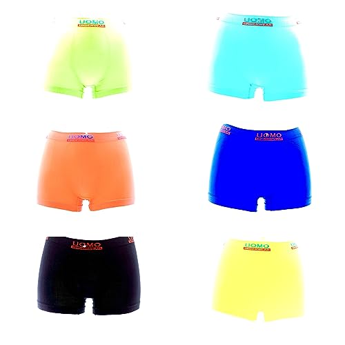 Uomo Kinder Boxershorts Neonfarbe Microfaser (6er Pack) Farbmix in Top Qualität (as3, Age, 10_Years, 12_Years, Regular) von Generisch