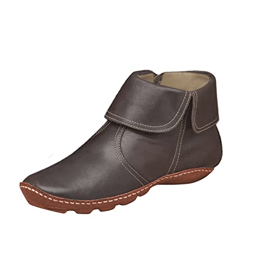 Up Flach Runde Falten Damen Stiefel Winter Toe Mode Reißverschluss Damenstiefel Extra Breit Frauen Stiefel, braun, 38.5 EU von Generisch