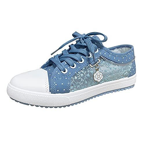 Up Maschenmuster Spitze Frauen Hohle Spitze Blumen Mode beiläufige Schuhe Dekorieren Freizeitschuhe für Frauen (Sky Blue, 37) von Generisch