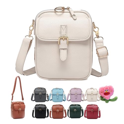 Urvashis Crossbody Bag, 2025 Neue verbesserte Urvashis Umhängetasche aus Leder, Vintage Anti Diebstahlsichere Damen-Umhängetasche mit 10 RFID-Kartenfächern (Weiß) von Generisch