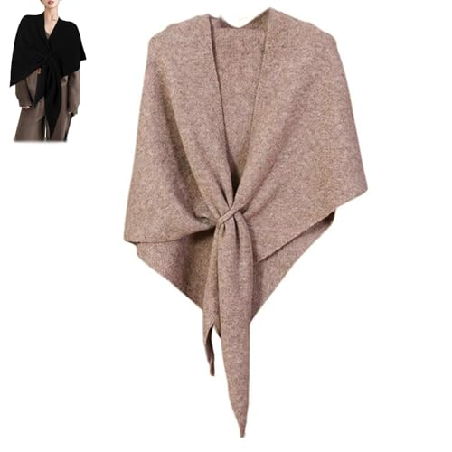 Valuablety Schal, vielseitiger Pashmina-Schal und Dreieckstuch für Damen, einfarbig, 2025 New Veins Grain Schal mit Schlaufe (Khaki,One Size) von Generisch