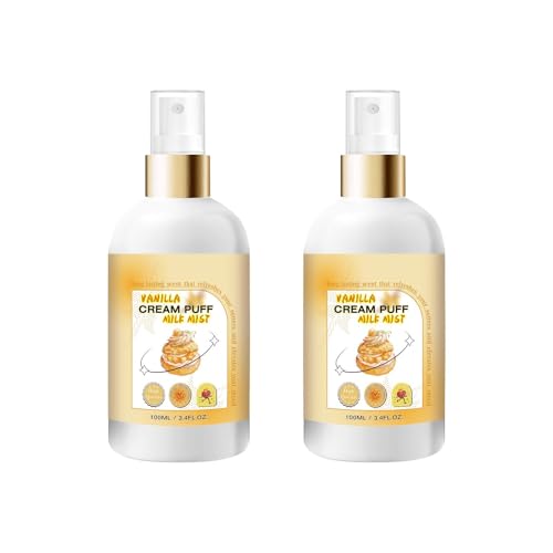 Vanilla Cream Puff Body Milk Mist, 100ml Unisex Körpermilch Spray, Haar und Körper Parfüm Spray, Süße Milch Vanille Körperspray, Dauerhafter Duft (200ml, 2) von Generisch