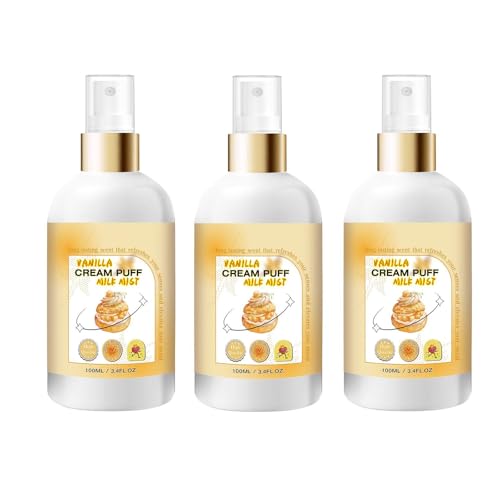 Vanilla Cream Puff Body Milk Mist, 100ml Unisex Körpermilch Spray, Haar und Körper Parfüm Spray, Süße Milch Vanille Körperspray, Dauerhafter Duft (300ml, 3) von Generisch