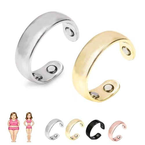 Vayro Ring, Original Magnetic Wellness Ring, Adjustable Size Rings for Men and Women, Lightweight and Water-Resistant Stainless Steel Rings (2pcs-b) von Generisch
