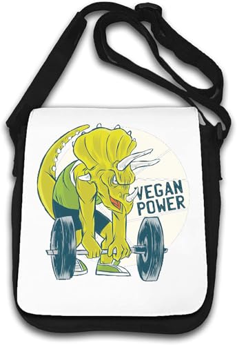 Vegan Power Dinosaurier Triceratops Deadlift Funny Umhängetasche weiß von Generisch